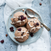 VEGAN COFFEE ICE CREAM WITH SALTED CARAMEL SWIRL