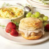 Pork Chop Sandwiches with Gravy and Grits