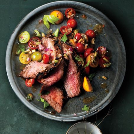 Delicious Flank Steak with Bloody Mary Tomato Salad