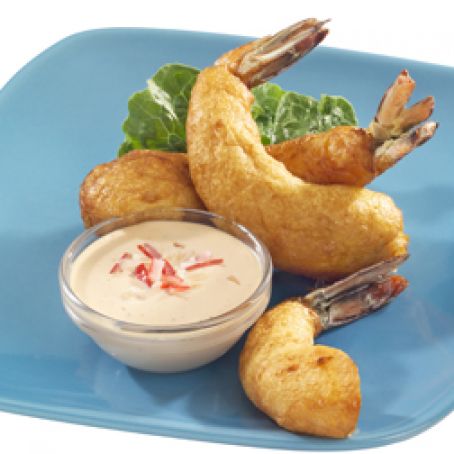 CAMARONES REBOSADOS CON CREMA DE CACAHUATE