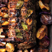 Cider-Brined Pork Roast with Potatoes and Onions