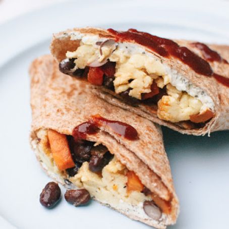 Breakfast Burritos with Sweet Potato Hash and Black Beans