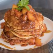 Pancakes - Lemon Ricotta  with Brown Butter Stone Fruit Compote and Amaretto Syrup