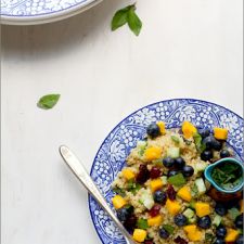 Mango Blueberry Quinoa Salad with Lemon Basil Dressing