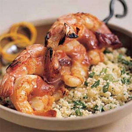 Prosciutto-Wrapped Shrimp with Lemon Couscous