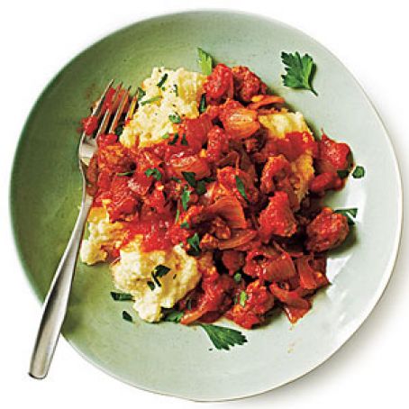 Sausage Ragù over Creamy Polenta