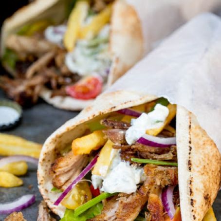 CRISPY PORK GYROS WITH HOMEMADE TZATZIKI