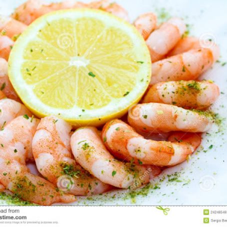 Lemon Shrimp Cocktail with Piquillo Pepper Dip