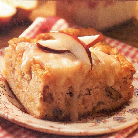 Apple Nut Cake with Rum Sauce