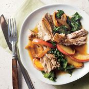 Smothered Vinegar Pork Shoulder with Apples and Kale