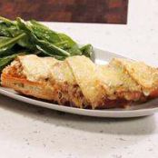 French Onion Soup Topped French Bread Pizzas and Salad with Dijon Vinaigrette