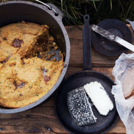 Dutch Oven Cornbread with Fig Jam