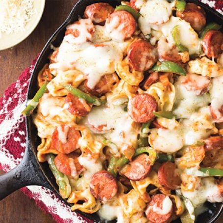 SMOKED SAUSAGE AND TORTELLINI SKILLET
