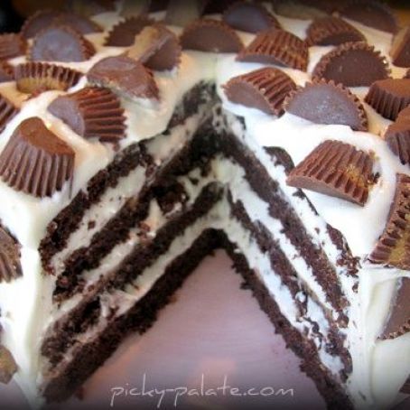 Ultimate Chocolate Layered Reeses Peanut Butter Cup Cake