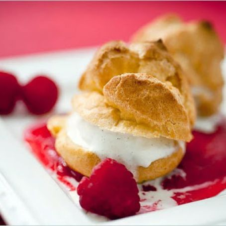 Profiteroles With Raspberries