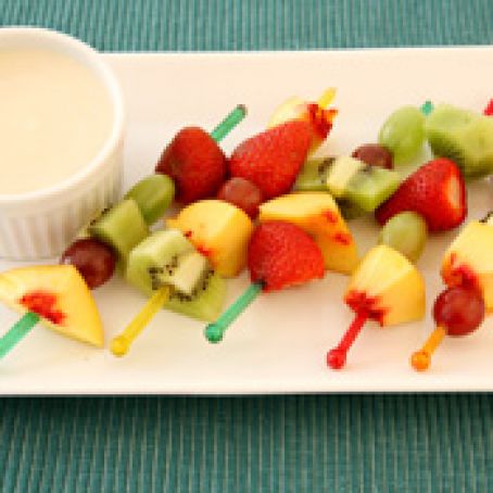 Six-Fruit Kabobs with Strawberry-Yogurt Dip