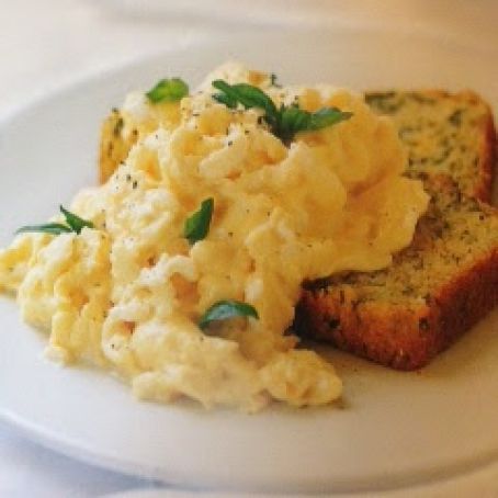 Cheese and Herb Corn Bread with Scrambled Eggs