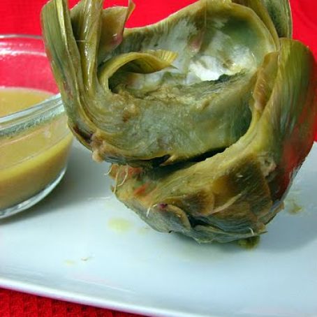 Braised Artichokes with Horseradish Butter Sauce