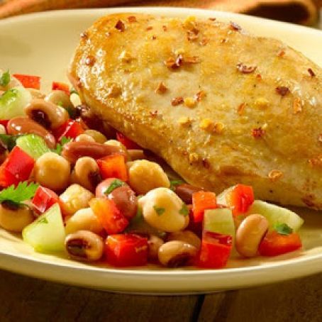 Zesty Adobo Chicken with Three Bean Salad
