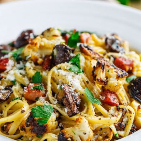 Roasted Cauliflower and Mushroom Carbonara