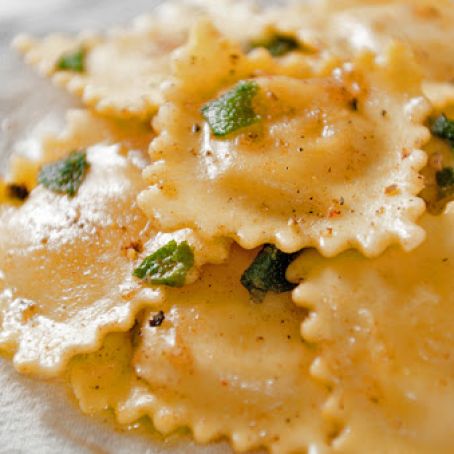 Pumpkin Ravioli with Sage and Toasted Hazelnuts