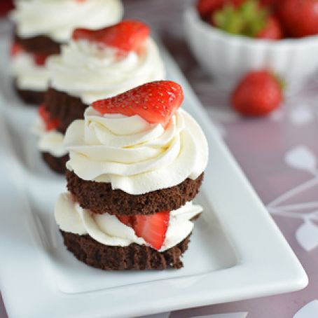Dark Chocolate Strawberry Cupcake Tortes