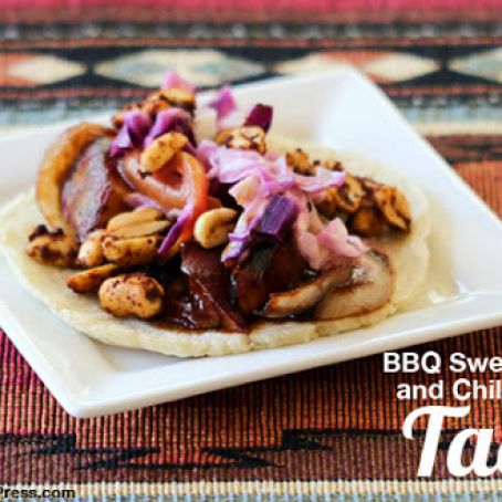 BBQ Sweet Potato and Chile Peanut Tacos from Vegan Tacos