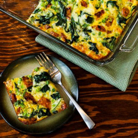 Chicken-Garlic Sausage, Kale, and Mozzarella Egg Bake