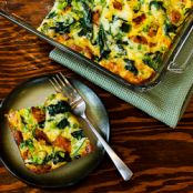 Chicken-Garlic Sausage, Kale, and Mozzarella Egg Bake