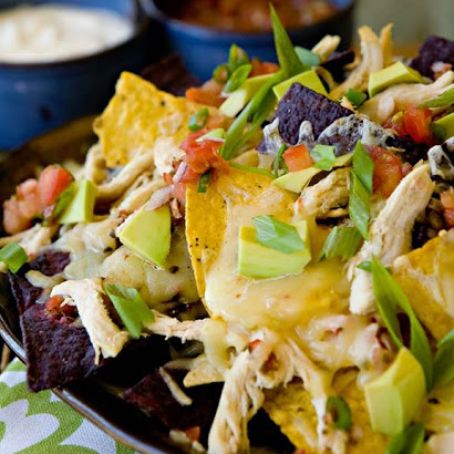 Chicken Avocado and Monterey Jack Nachos