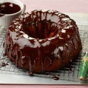 Lemon Bundt Cake with Chocolate Glaze and Candied Lemon