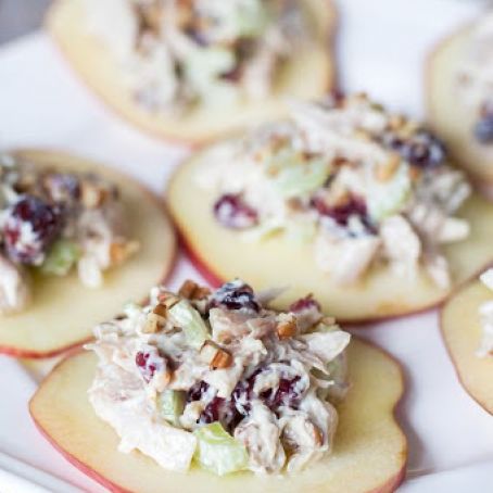 Cranberry Chicken Salad on apple slices