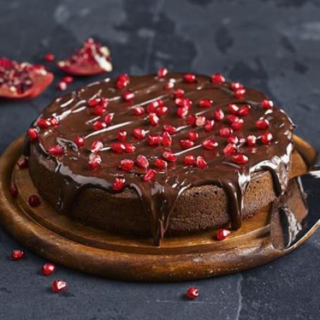 Squidgy chocolate & pomegranate torte