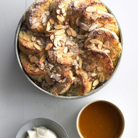 Almond Bread Pudding with Salted Caramel Sauce