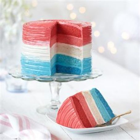 RED, WHITE AND BLUE OMBRE CAKE
