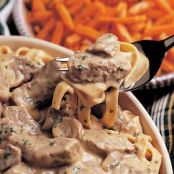 BEEF STROGANOFF (BERMUDA STYLE) WITH FETTUCCINE
