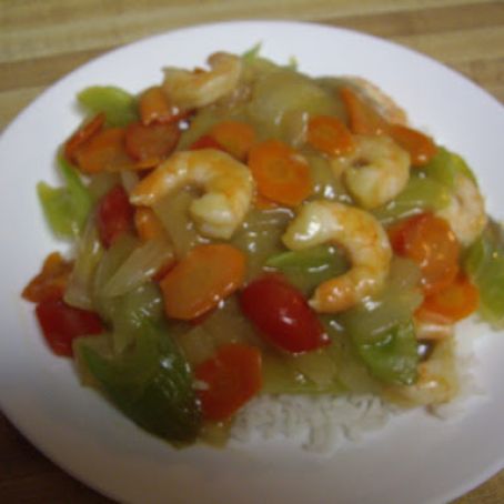 Shrimp & Vegetables Over Rice *