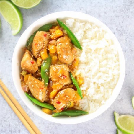 Mango Chicken Stir-Fry with Snap Peas
