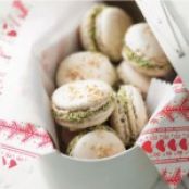 French Macarons with Raspberry Filling and Pistachios