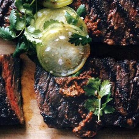 GRILLED SKIRT STEAKS w/TOMATILLOS  2 WAYS