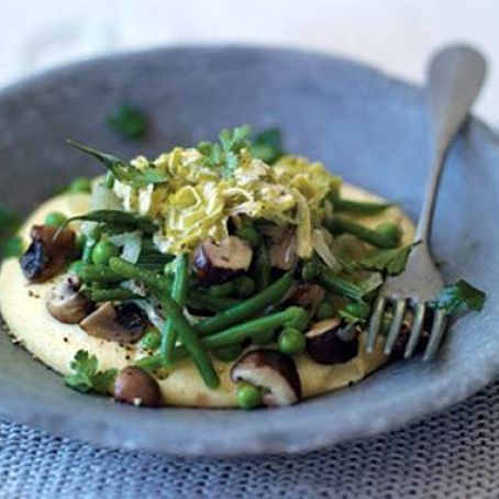 SOFT POLENTA w/BEANS, MUSHROOMS & LEEKS