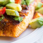Chili-Rubbed Grilled Salmon with Avocado Salsa