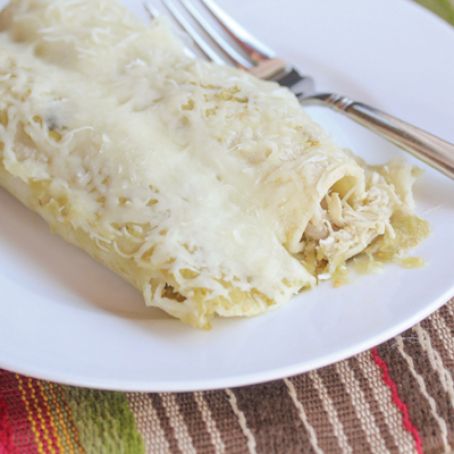 4-Ingredient Salsa Verde Chicken Enchiladas