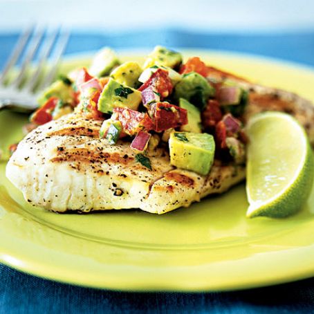 Grilled Mahi Mahi With Avocado-Chile Salsa