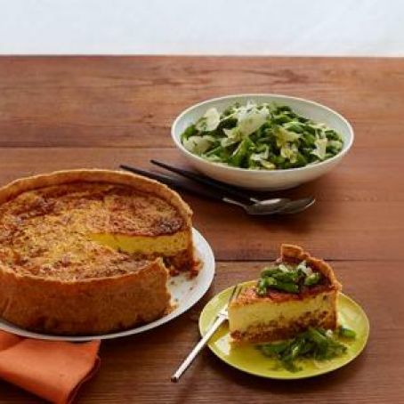 Deep-Dish Ham Quiche With Herb and Asparagus Salad Deep-Dish Ham Quiche With Herb and Asparagus Salad