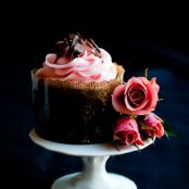 Double Chocolate Espresso Pound Cake with Rose-Scented Cream Cheese Frosting
