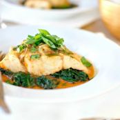 Thai Coconut Curry Poached Barramundi + Sautéed Spinach