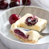 CHERRY CHEESECAKE BARS WITH COCONUTTY SHORTBREAD CRUST