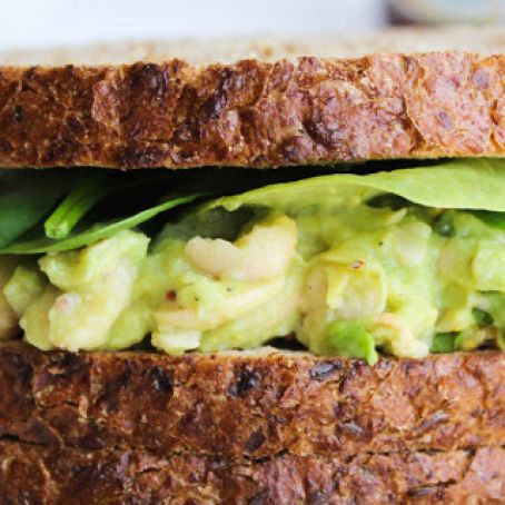 SMASHED WHITE BEAN AVOCADO AND BASIL SANDWICH [VEGAN]