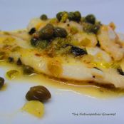 Lemony Sole with Green Olives, Bacon, and Capers
